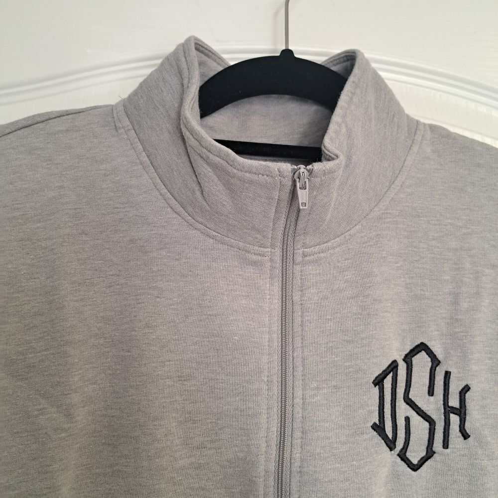 Marleylilly Partial Zip Front Gray Jacket Monogra… - image 5